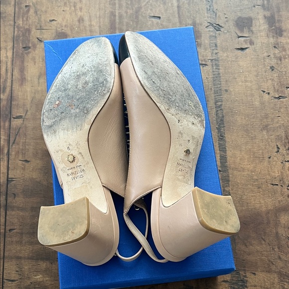 Stuart Weitzman Black and Cream Slingback Heels - Picture 5 of 5